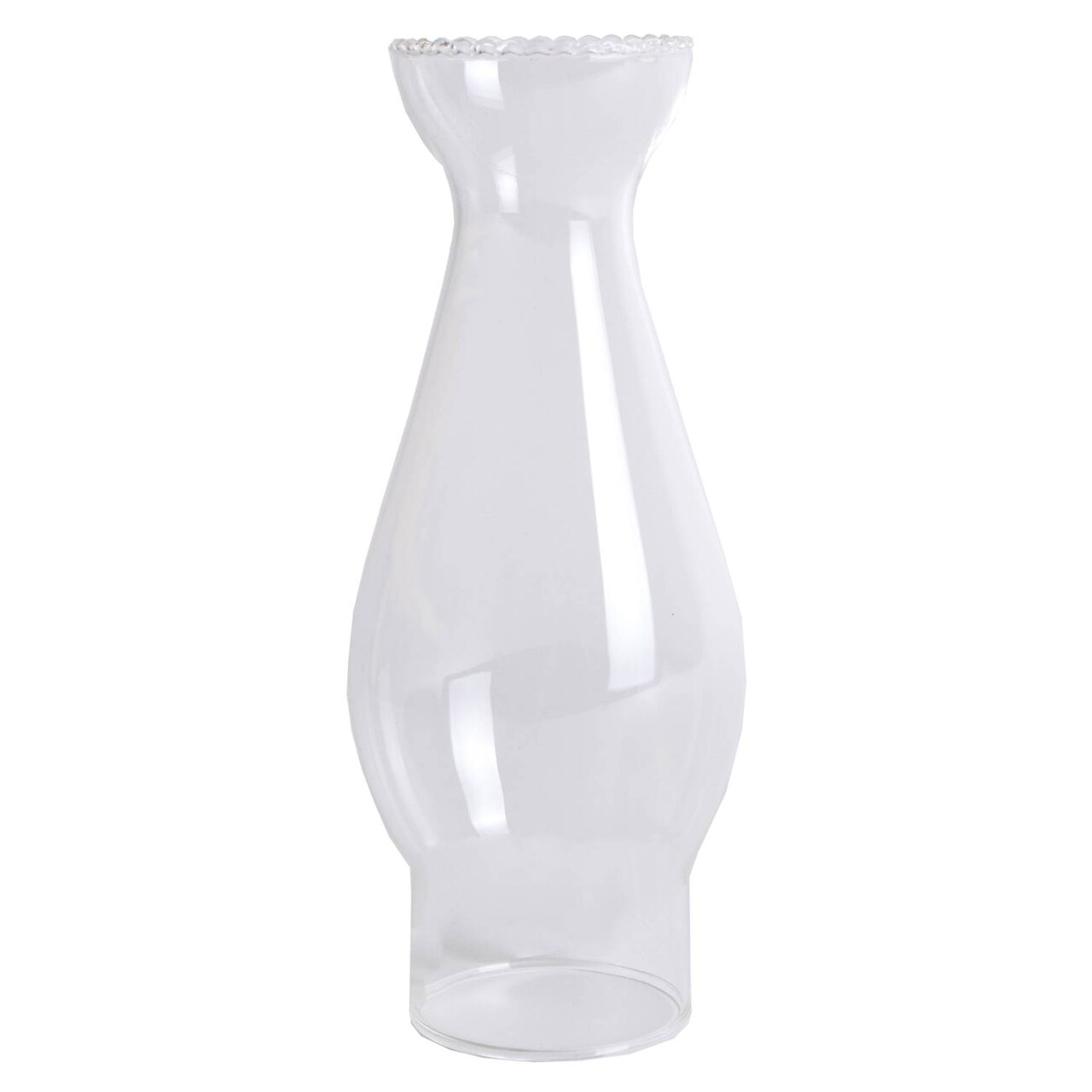 Clear Glass Lamp Chimney, Replacement Hurricane Globe Measures 2 Inch Diameter Base x 6 3/4 Inches High for Oil or Kerosene Lanterns, Crimp Top